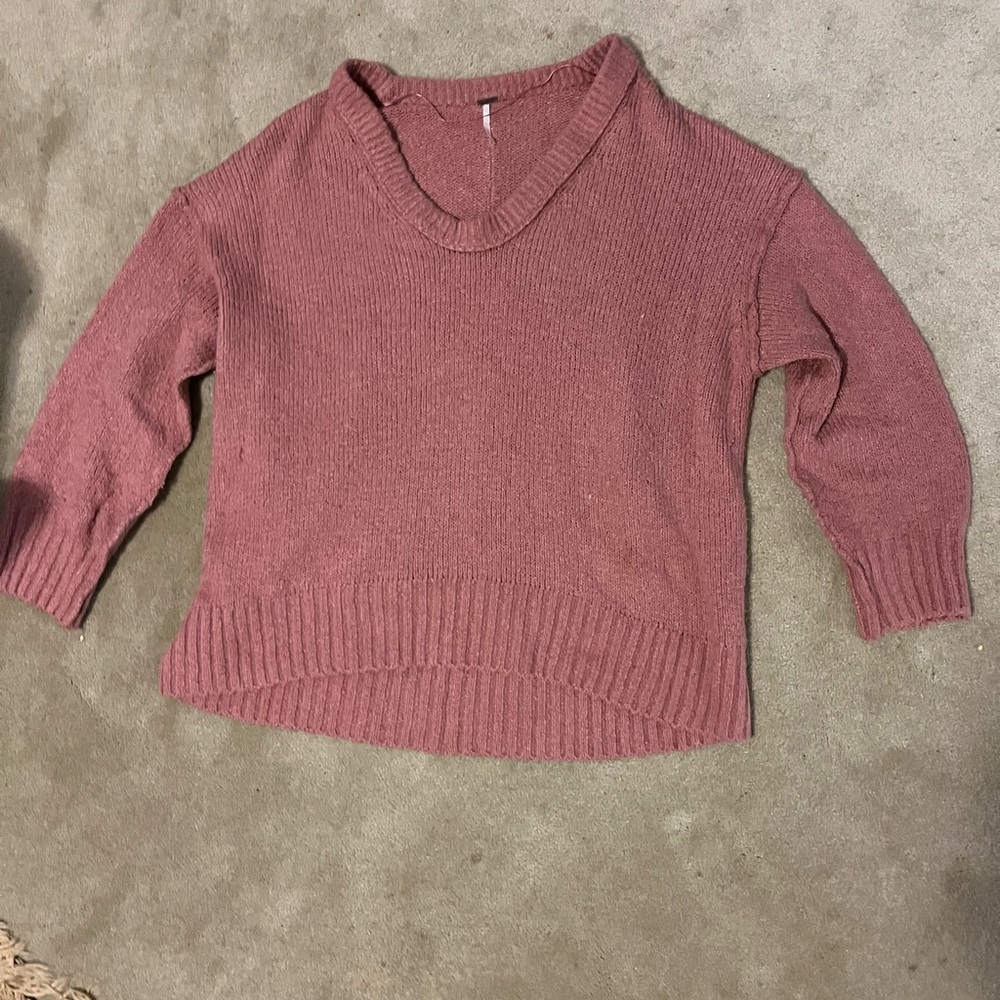 Free People Mauve V-Neck Sweater